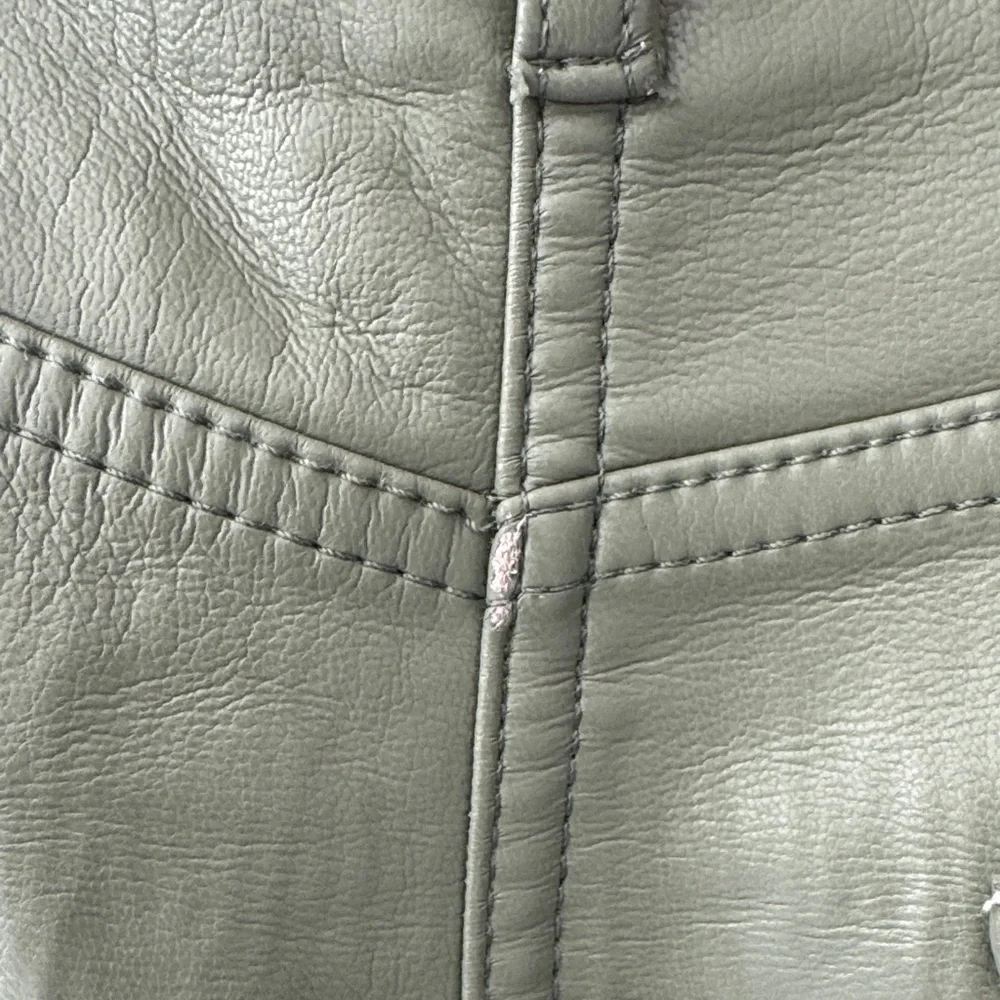 ARITZIA Vegan Leather Wilfred Olive Green High-Rise Straight Leg Pants - Picture 7 of 7